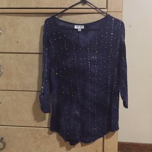 Stretchy Dress Barn Blue sequence dress top😼